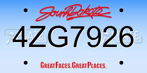 4ZG7926 South Dakota License Plate