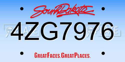 4ZG7976 South Dakota License Plate