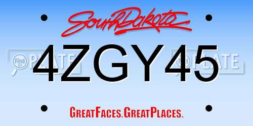 4ZGY45 South Dakota License Plate