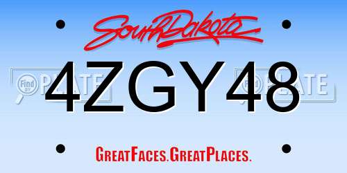 4ZGY48 South Dakota License Plate