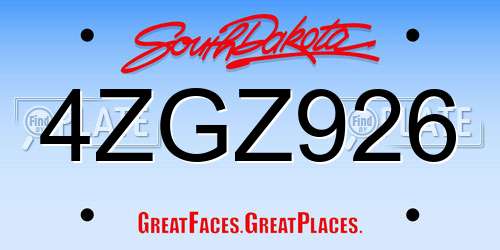 4ZGZ926 South Dakota License Plate