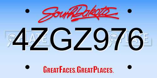 4ZGZ976 South Dakota License Plate