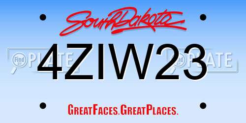 4ZIW23 South Dakota License Plate
