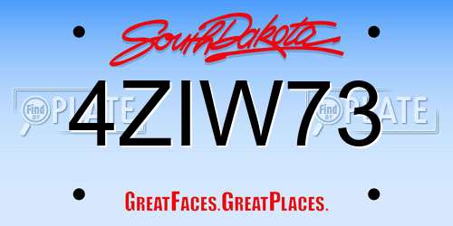 4ZIW73 South Dakota License Plate