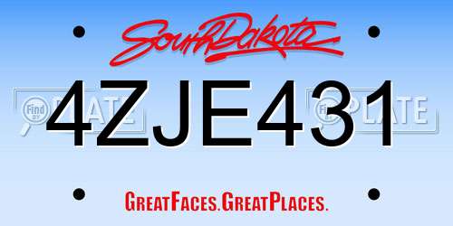 4ZJE431 South Dakota License Plate