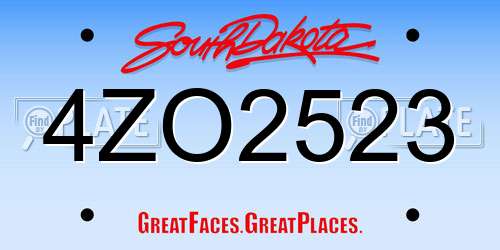 4ZO2523 South Dakota License Plate