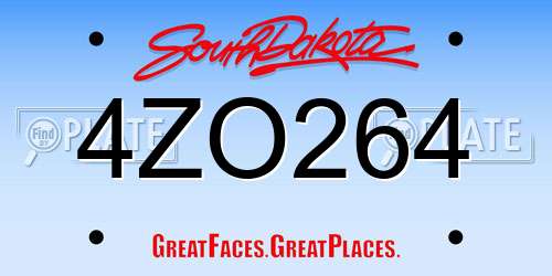 4ZO264 South Dakota License Plate