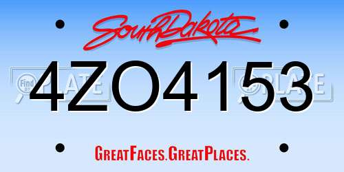 4ZO4153 South Dakota License Plate