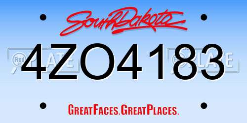 4ZO4183 South Dakota License Plate
