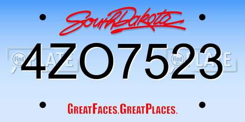 4ZO7523 South Dakota License Plate