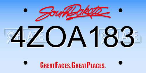 4ZOA183 South Dakota License Plate