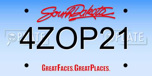 4ZOP21 South Dakota License Plate