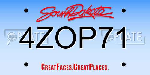 4ZOP71 South Dakota License Plate