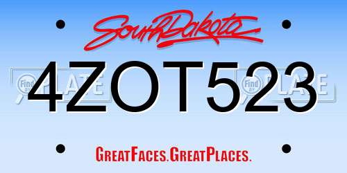 4ZOT523 South Dakota License Plate