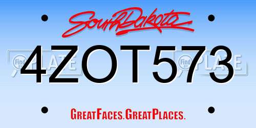 4ZOT573 South Dakota License Plate