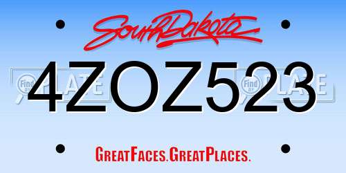 4ZOZ523 South Dakota License Plate