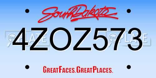 4ZOZ573 South Dakota License Plate