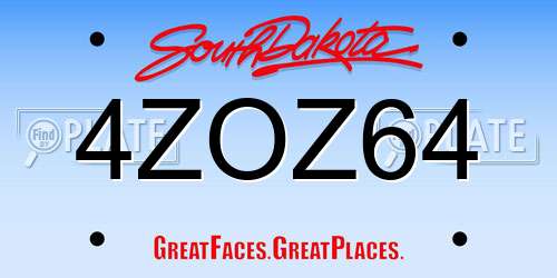 4ZOZ64 South Dakota License Plate