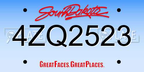 4ZQ2523 South Dakota License Plate