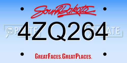 4ZQ264 South Dakota License Plate