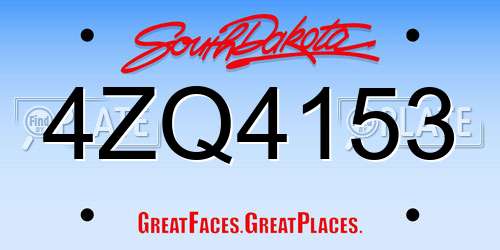 4ZQ4153 South Dakota License Plate