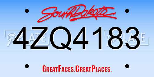 4ZQ4183 South Dakota License Plate