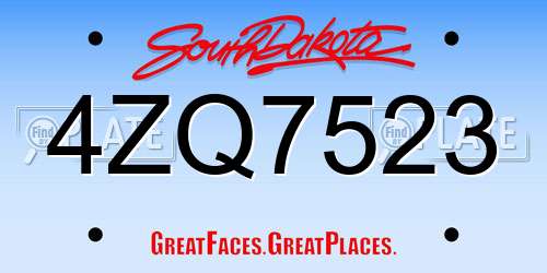 4ZQ7523 South Dakota License Plate