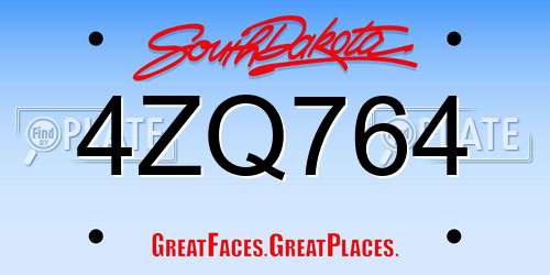 4ZQ764 South Dakota License Plate