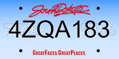 4ZQA183 South Dakota License Plate