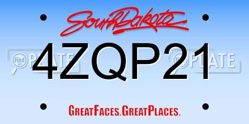 4ZQP21 South Dakota License Plate