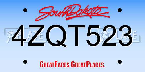 4ZQT523 South Dakota License Plate