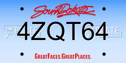 4ZQT64 South Dakota License Plate