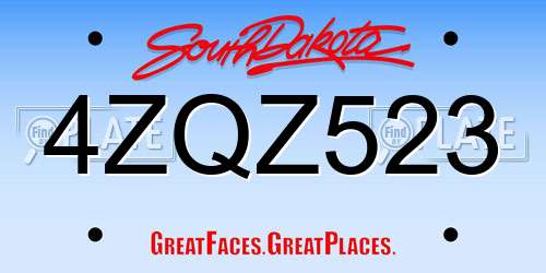 4ZQZ523 South Dakota License Plate
