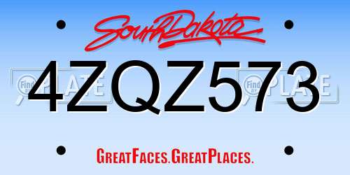 4ZQZ573 South Dakota License Plate