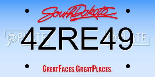 4ZRE49 South Dakota License Plate
