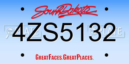 4ZS5132 South Dakota License Plate