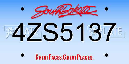 4ZS5137 South Dakota License Plate