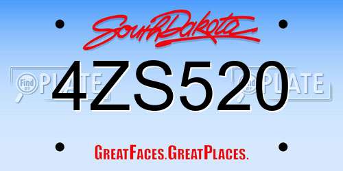 4ZS520 South Dakota License Plate