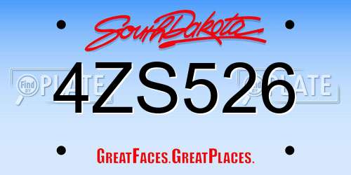 4ZS526 South Dakota License Plate