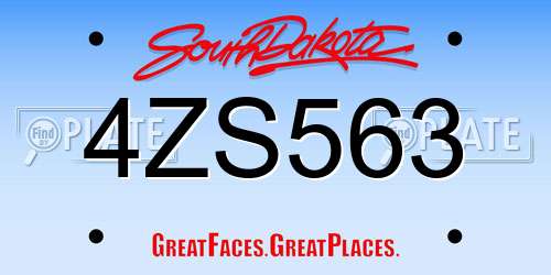 4ZS563 South Dakota License Plate