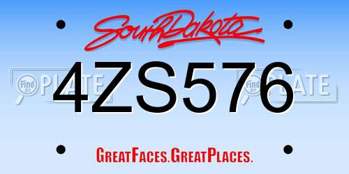 4ZS576 South Dakota License Plate