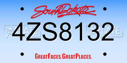 4ZS8132 South Dakota License Plate