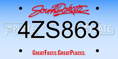 4ZS863 South Dakota License Plate