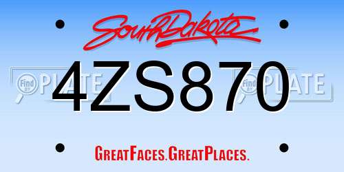4ZS870 South Dakota License Plate