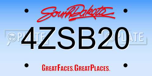4ZSB20 South Dakota License Plate