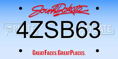4ZSB63 South Dakota License Plate