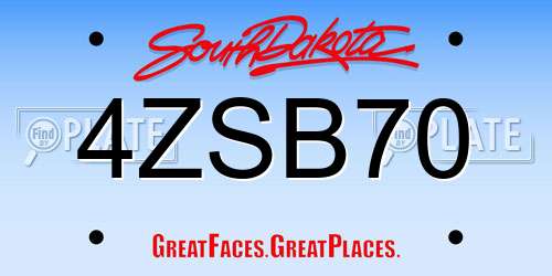 4ZSB70 South Dakota License Plate