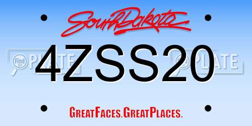 4ZSS20 South Dakota License Plate