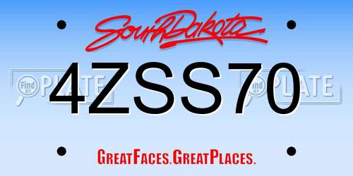 4ZSS70 South Dakota License Plate