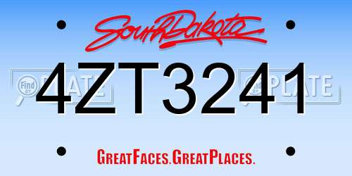 4ZT3241 South Dakota License Plate